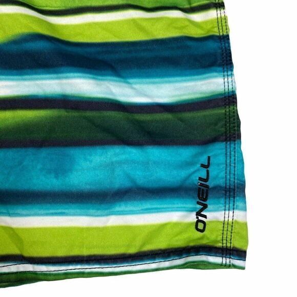 O’Neill Board Shorts Swim Trunks Men’s Size 29 Green Striped Surf Beachwear - Picture 8 of 9